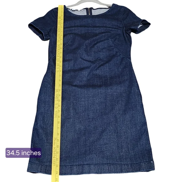 BODEN Rhea Blue Denim Sheath Short Sleeve Midi Dress Size 4L Casual Minimalist - Picture 10 of 14